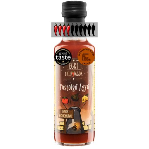 Dupla Díjnyertes Füstölgő Ágyú FEKETE FOKHAGYMÁS BBQ chili szósz - 100ml - limitált szériás címke